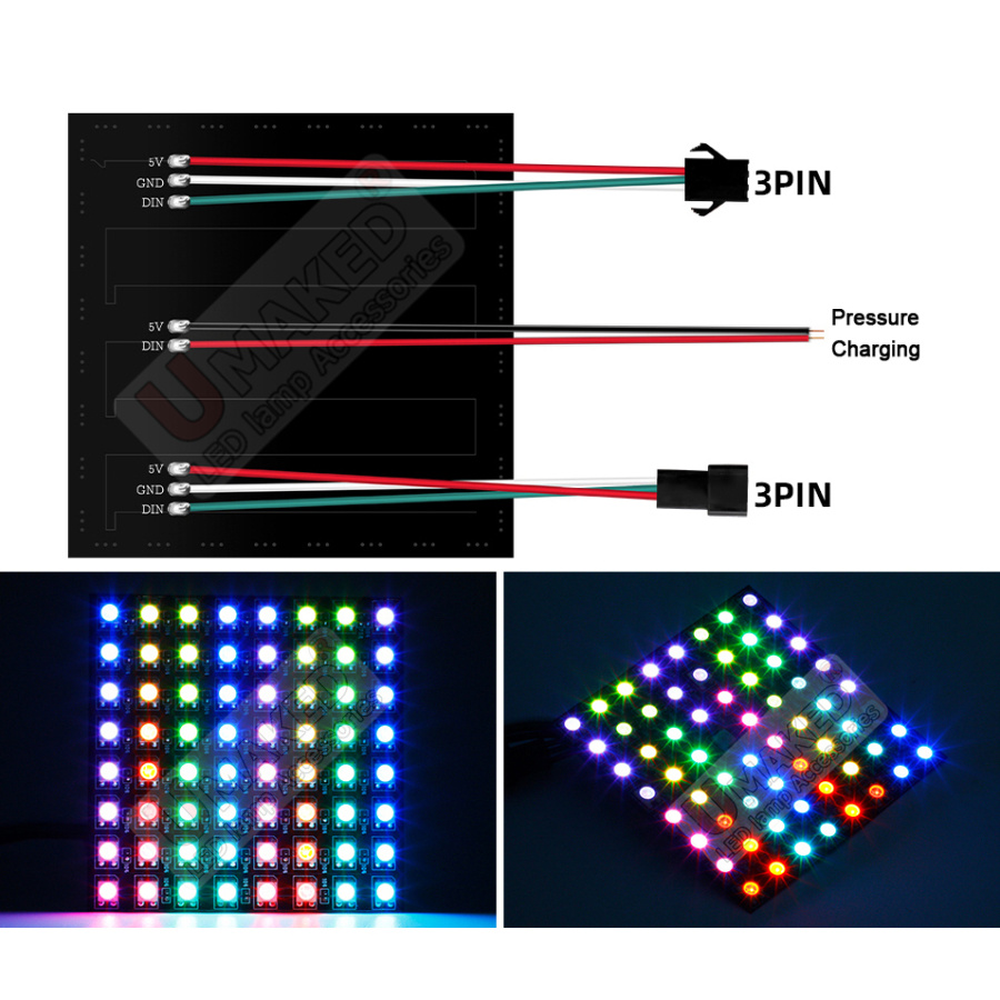 2 Buah WS2812B Lampu Panel Fle - Rgb Led Matrix 8X8 ulasan dan harga